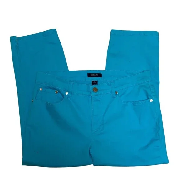 Chaps  5-Pocket Stretch Denim Capri Casual Pant - Bright Electric Blue Size 8 - Picture 6 of 7